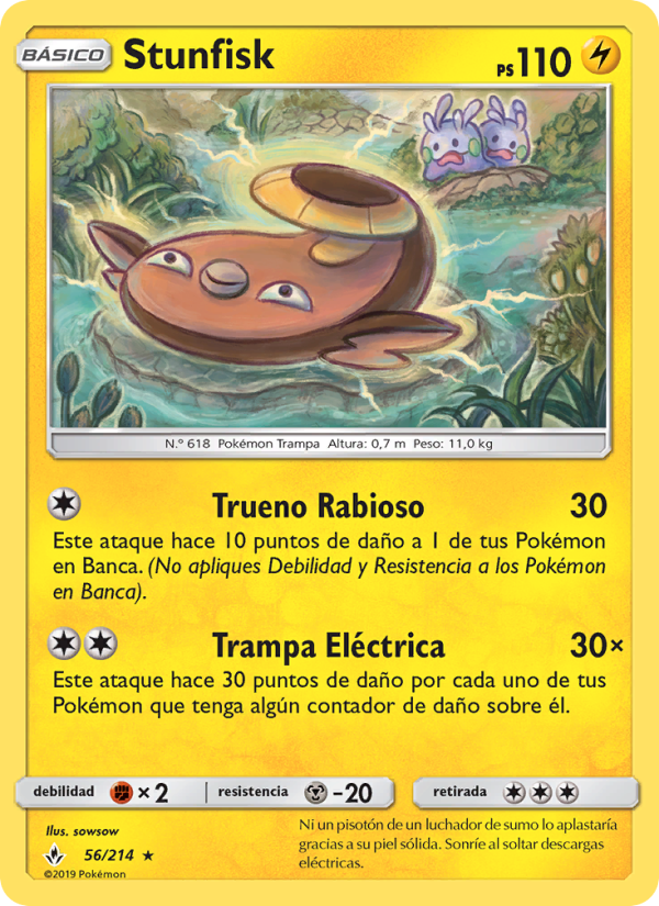 Stunfisk 56 — Unbroken Bonds (Spanish Pokémon TCG card)