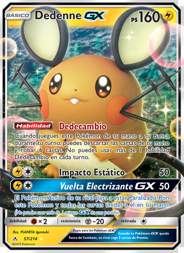 Dedenne GX 57 — Unbroken Bonds (Spanish Pokémon TCG card)