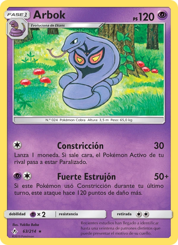 Arbok 63 — Unbroken Bonds (Spanish Pokémon TCG card)