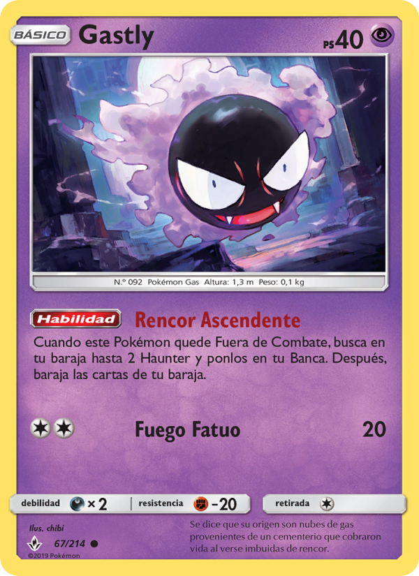 Gastly 67 — Unbroken Bonds (Spanish Pokémon TCG card)