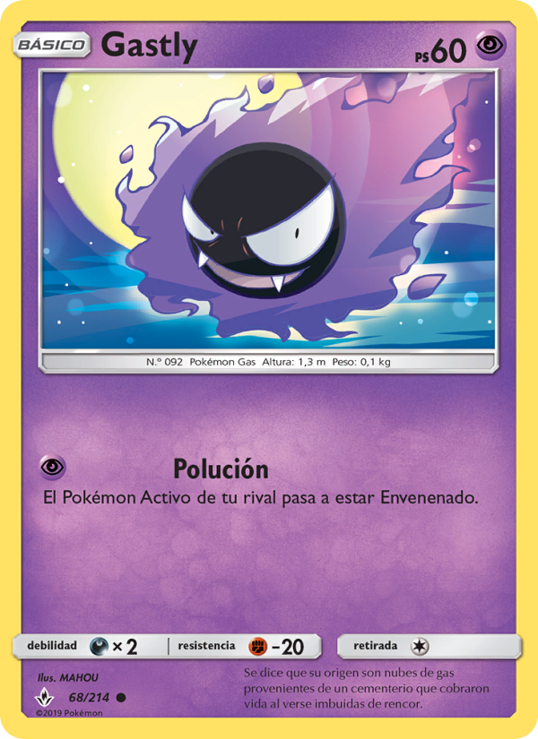Gastly 68 — Unbroken Bonds (Spanish Pokémon TCG card)