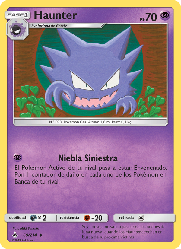 Haunter 69 — Unbroken Bonds (Spanish Pokémon TCG card)