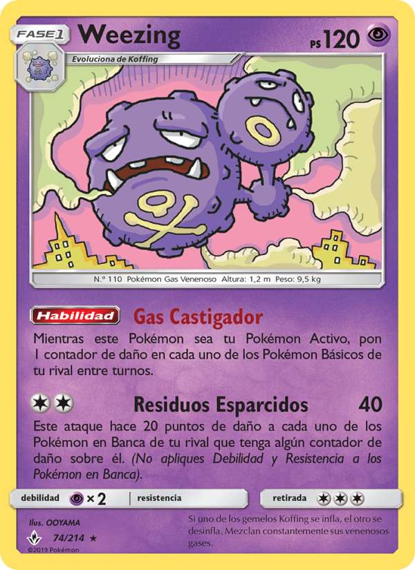 Weezing 74 — Unbroken Bonds (Spanish Pokémon TCG card)
