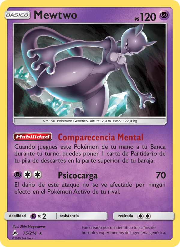 Mewtwo 75 — Unbroken Bonds (Spanish Pokémon TCG card)