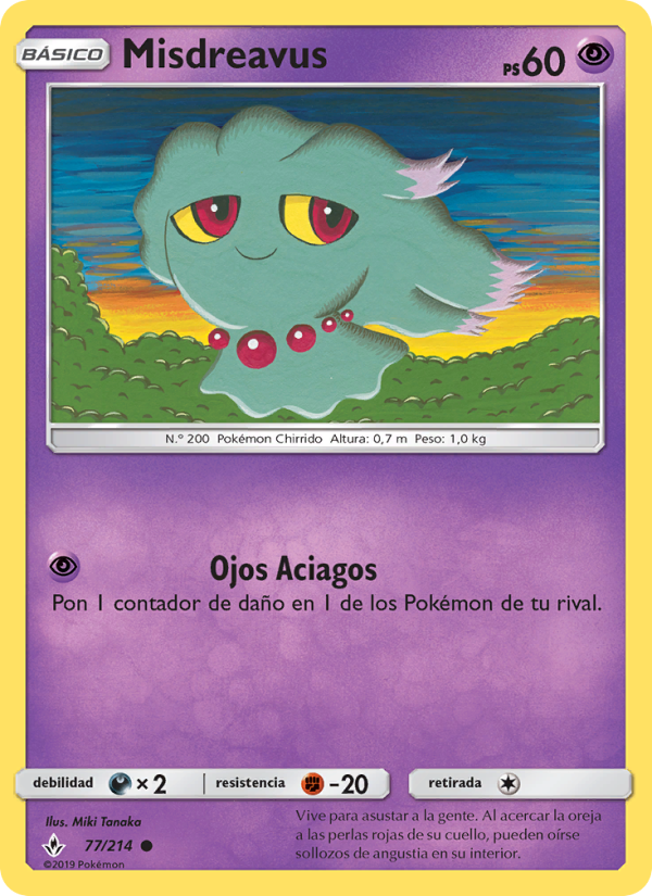 Misdreavus 77 — Unbroken Bonds (Spanish Pokémon TCG card)