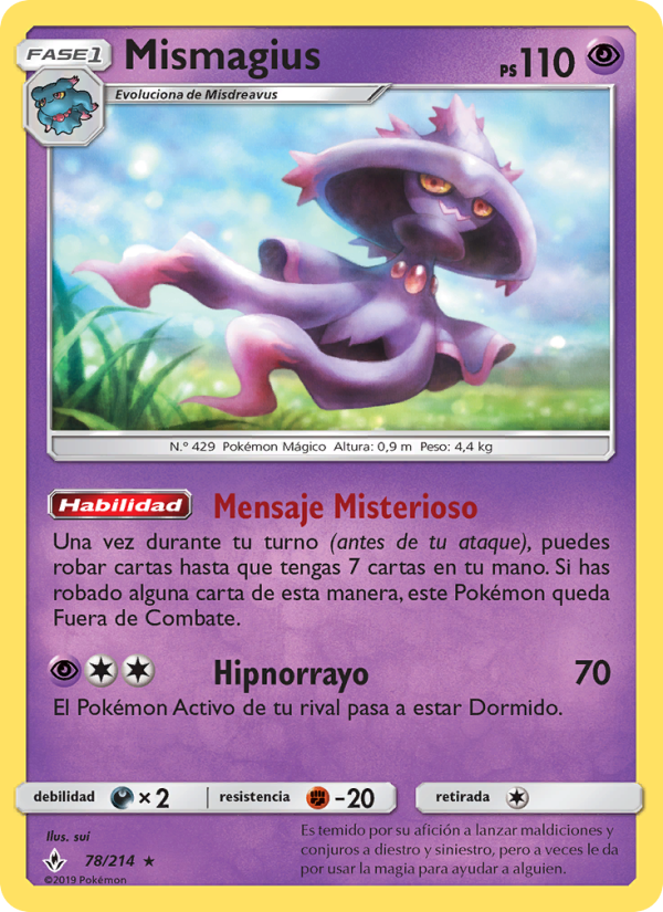 Mismagius 78 — Unbroken Bonds (Spanish Pokémon TCG card)
