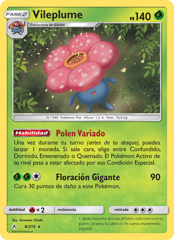 Vileplume 8 — Unbroken Bonds (Spanish Pokémon TCG card)