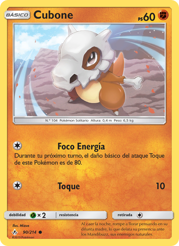 Cubone 90 — Unbroken Bonds (Spanish Pokémon TCG card)