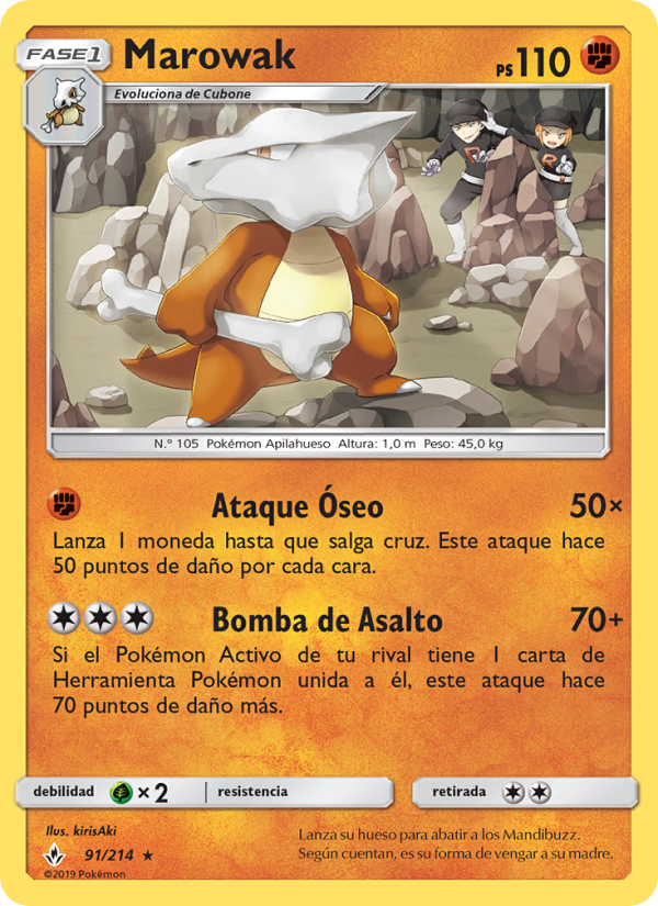 Marowak 91 — Unbroken Bonds (Spanish Pokémon TCG card)
