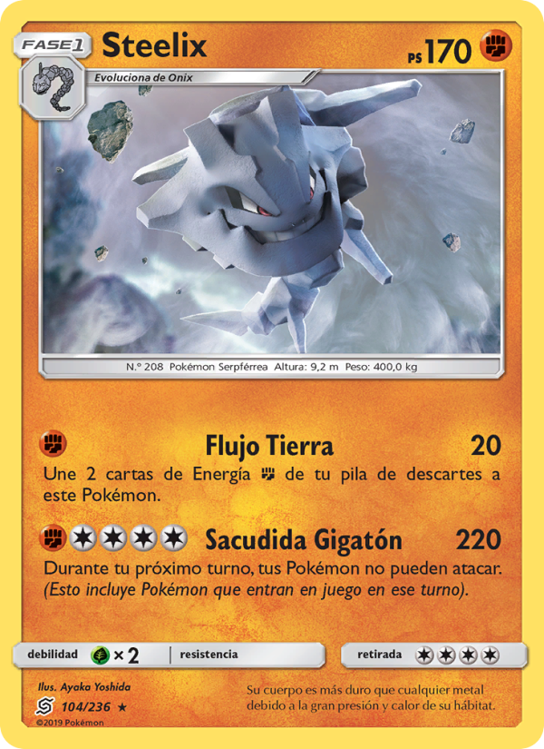 Steelix 104 — Unified Minds (Spanish Pokémon TCG card)