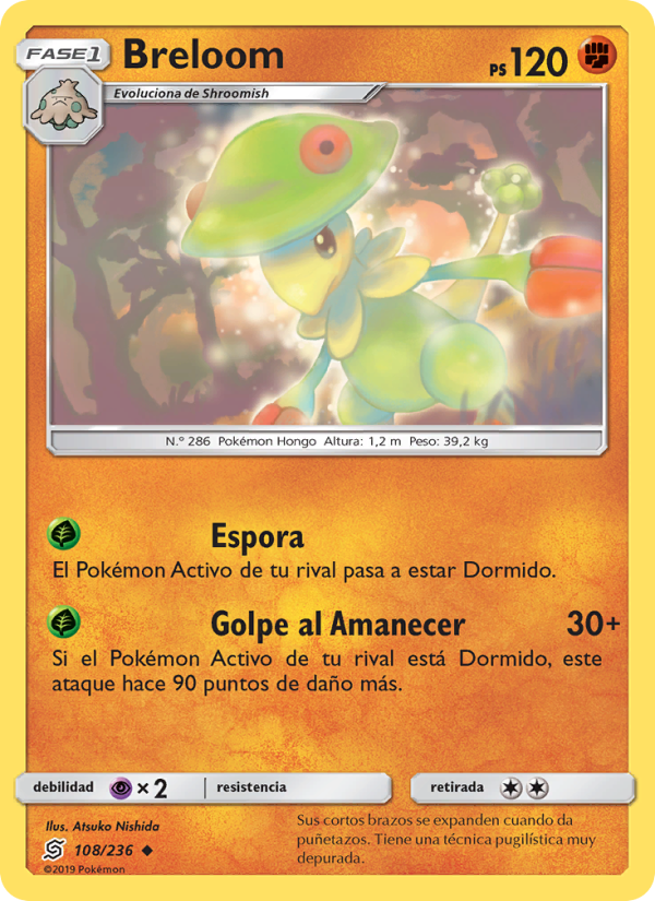 Breloom 108 — Unified Minds (Spanish Pokémon TCG card)
