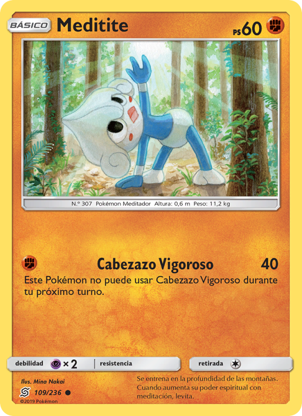 Meditite 109 — Unified Minds (Spanish Pokémon TCG card)