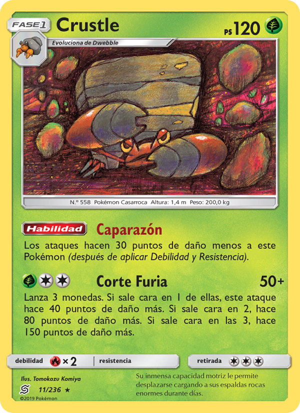 Crustle 11 — Unified Minds (Spanish Pokémon TCG card)