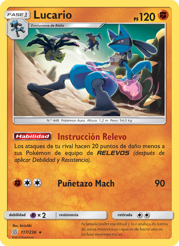 Lucario 117 — Unified Minds (Spanish Pokémon TCG card)