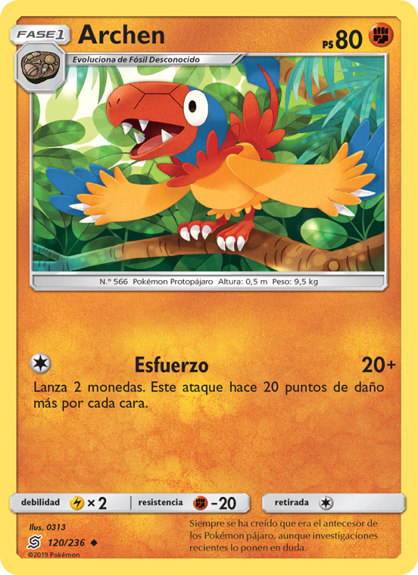 Archen 120 — Unified Minds (Spanish Pokémon TCG card)