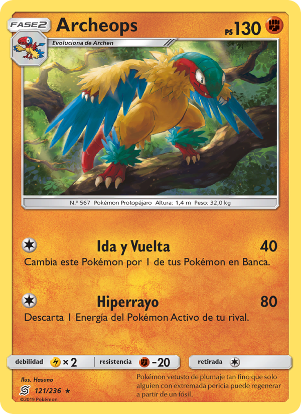 Archeops 121 — Unified Minds (Spanish Pokémon TCG card)