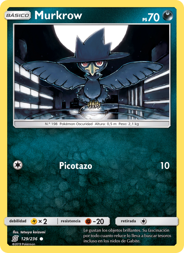 Murkrow 129 — Unified Minds (Spanish Pokémon TCG card)