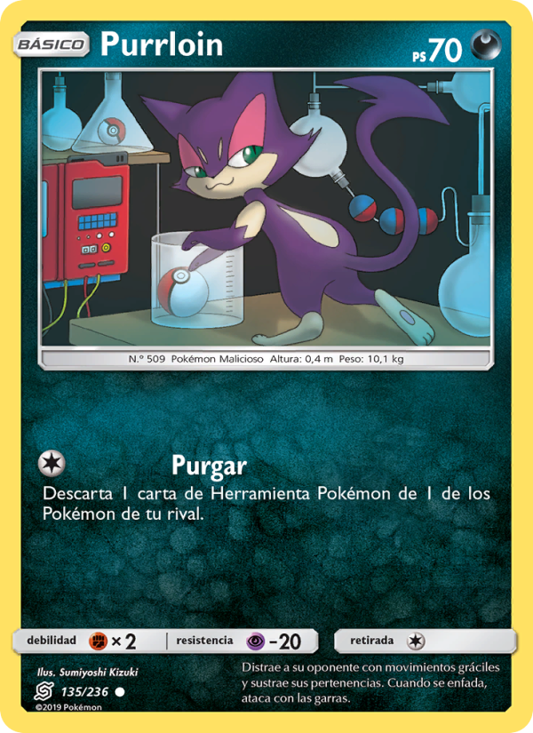 Purrloin 135 — Unified Minds (Spanish Pokémon TCG card)