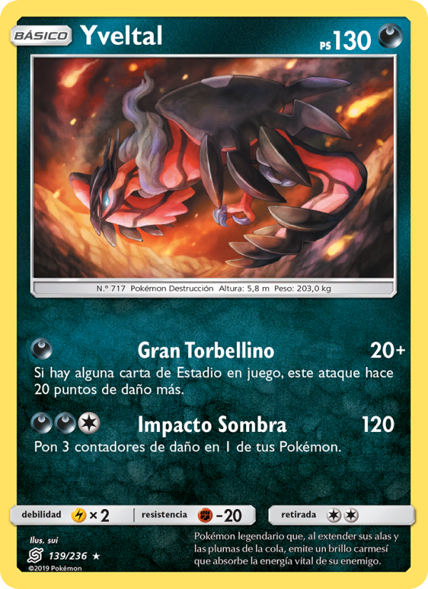 Yveltal 139 — Unified Minds (Spanish Pokémon TCG card)