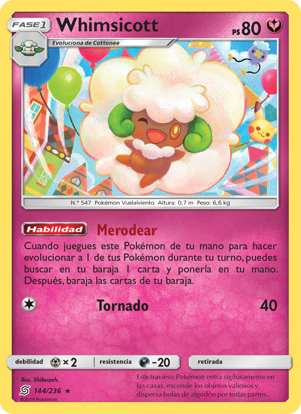 Whimsicott 144 — Unified Minds (Spanish Pokémon TCG card)