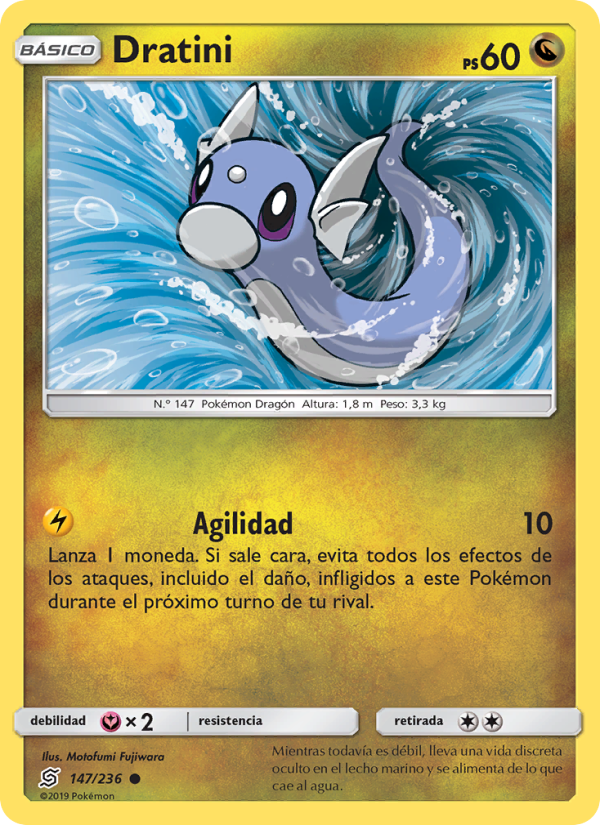 Dratini 147 — Unified Minds (Spanish Pokémon TCG card)
