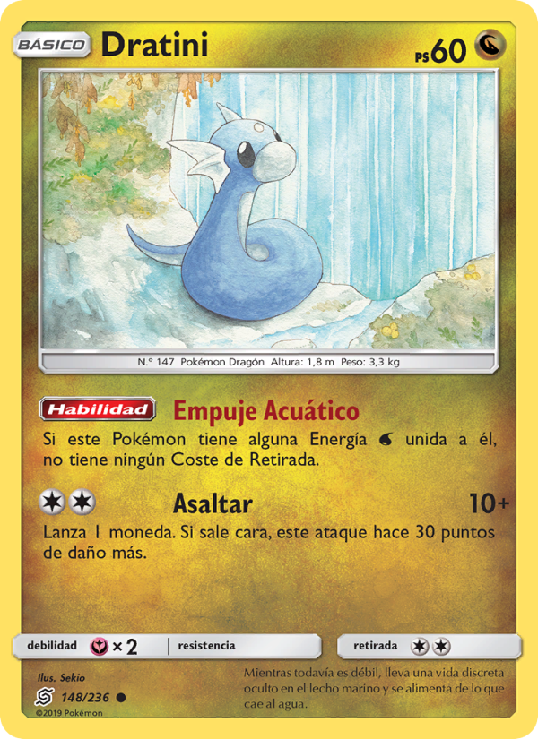 Dratini 148 — Unified Minds (Spanish Pokémon TCG card)
