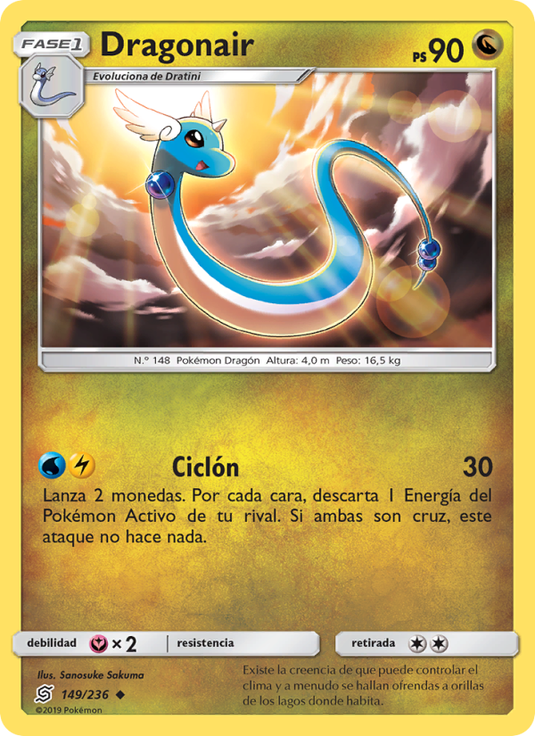 Dragonair 149 — Unified Minds (Spanish Pokémon TCG card)