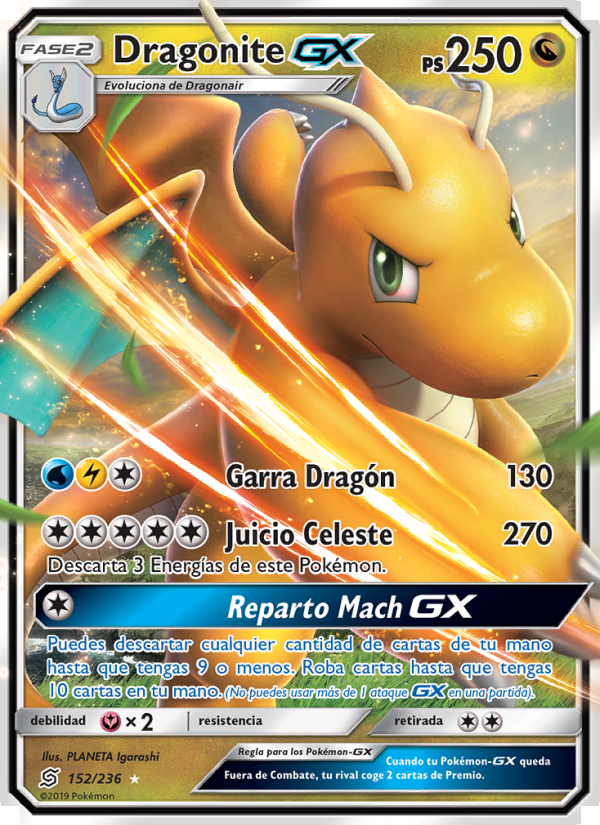 Dragonite GX 152 — Unified Minds (Spanish Pokémon TCG card)