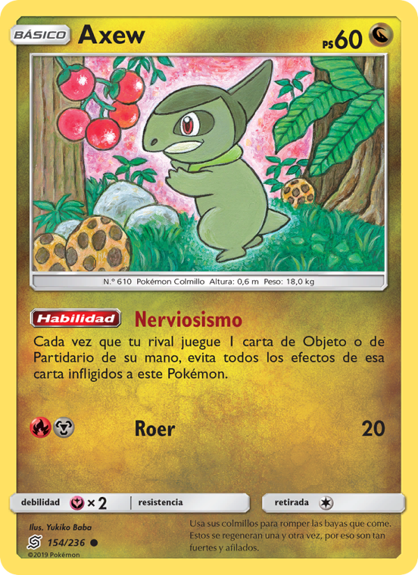 Axew 154 — Unified Minds (Spanish Pokémon TCG card)
