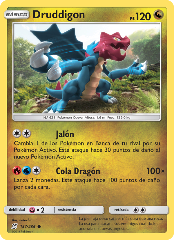 Druddigon 157 — Unified Minds (Spanish Pokémon TCG card)