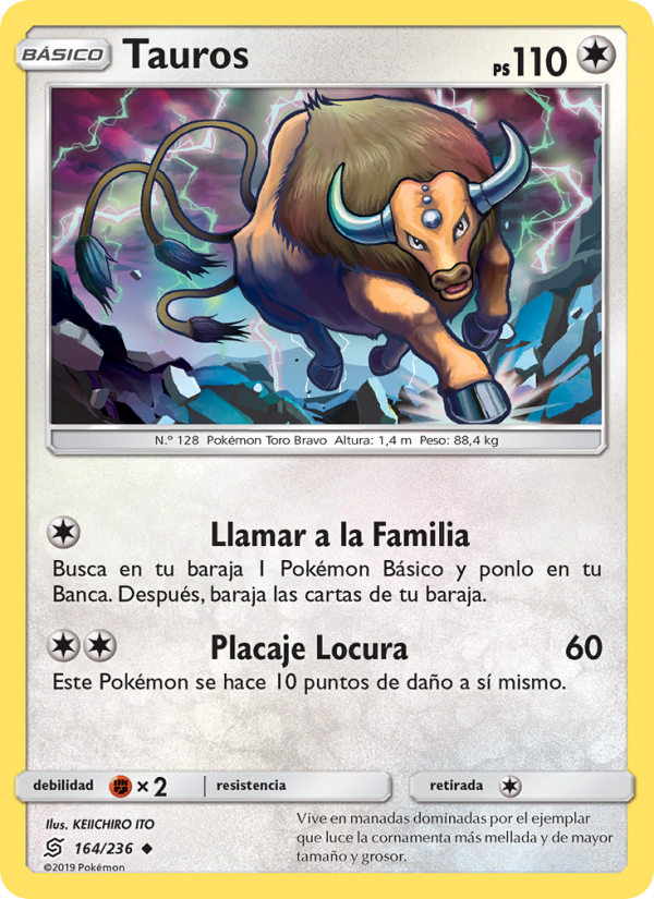 Tauros 164 — Unified Minds (Spanish Pokémon TCG card)