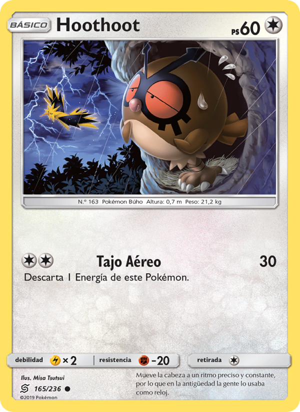 Hoothoot 165 — Unified Minds (Spanish Pokémon TCG card)