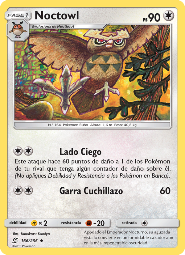 Noctowl 166 — Unified Minds (Spanish Pokémon TCG card)