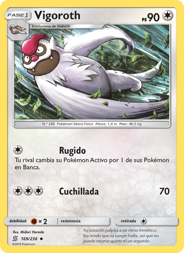 Vigoroth 169 — Unified Minds (Spanish Pokémon TCG card)