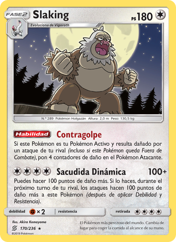 Slaking 170 — Unified Minds (Spanish Pokémon TCG card)