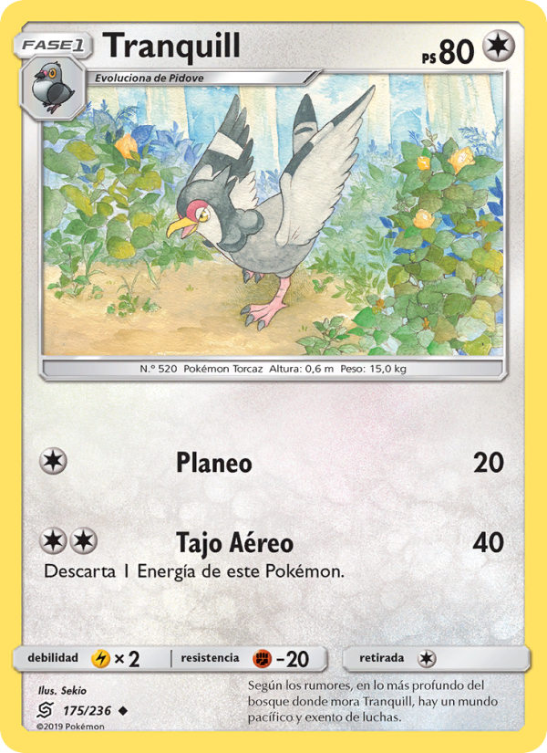 Tranquill 175 — Unified Minds (Spanish Pokémon TCG card)