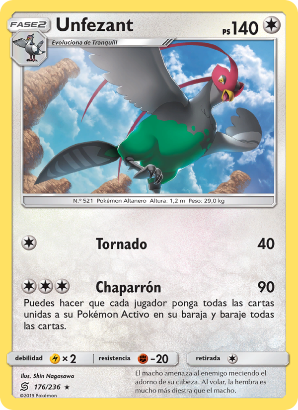Unfezant 176 — Unified Minds (Spanish Pokémon TCG card)