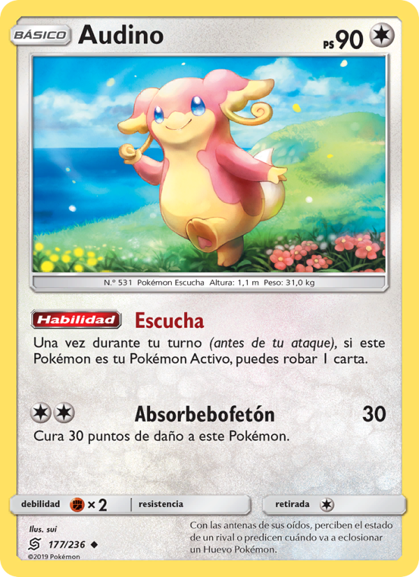Audino 177 — Unified Minds (Spanish Pokémon TCG card)