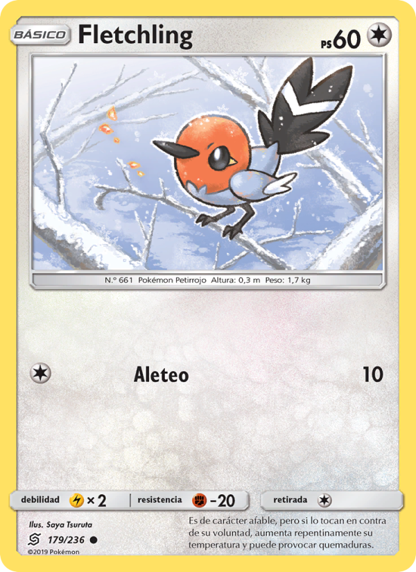 Fletchling 179 — Unified Minds (Spanish Pokémon TCG card)