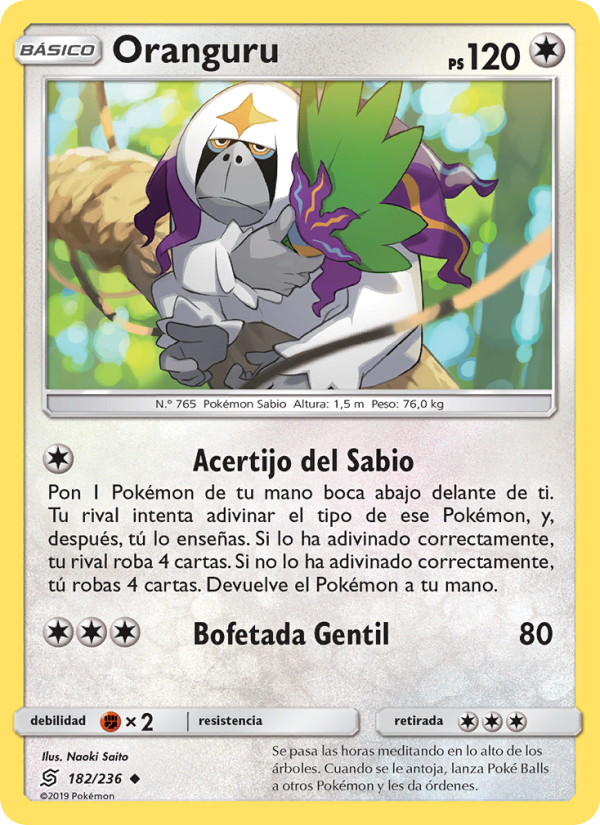 Oranguru 182 — Unified Minds (Spanish Pokémon TCG card)
