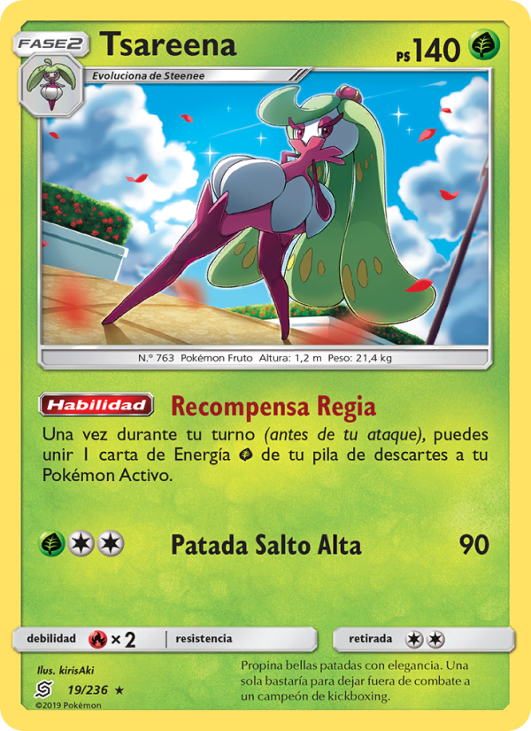 Tsareena 19 — Unified Minds (Spanish Pokémon TCG card)