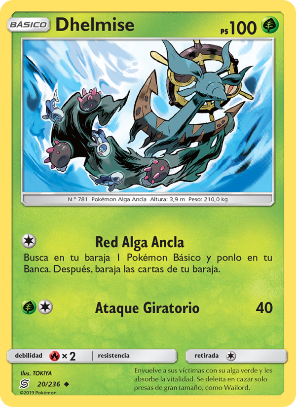 Dhelmise 20 — Unified Minds (Spanish Pokémon TCG card)