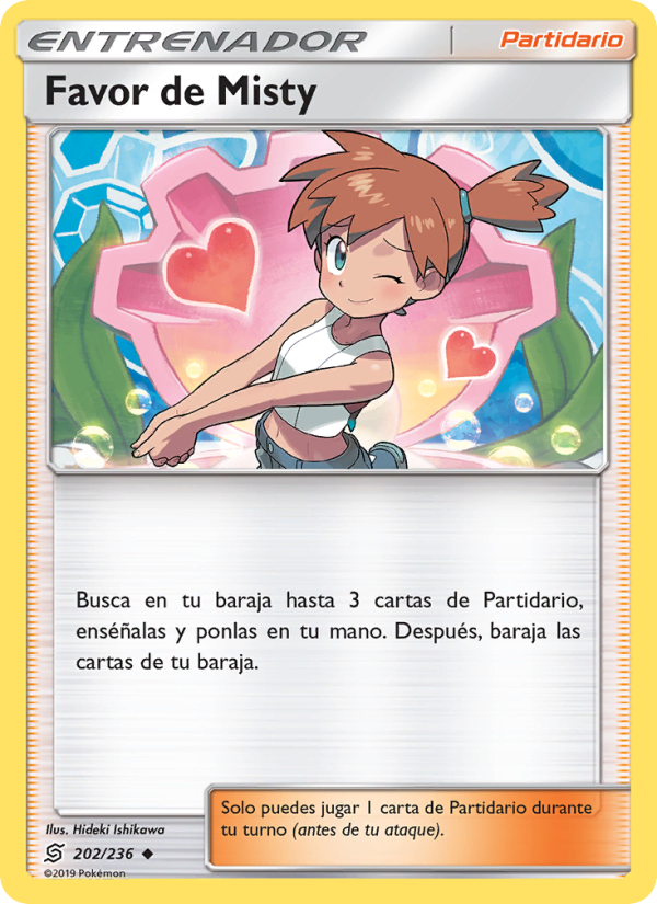 Favor de Misty 202 — Unified Minds (Spanish Pokémon TCG card)