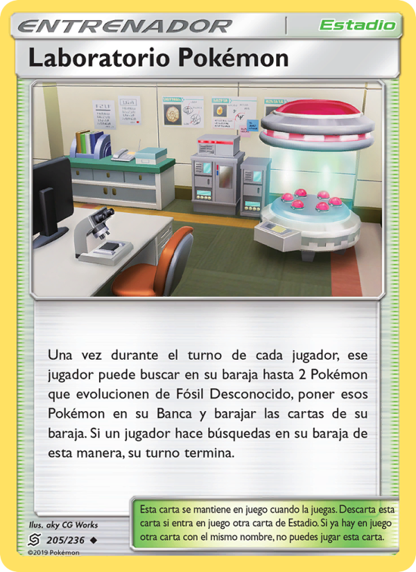 Laboratorio Pokémon 205 — Unified Minds (Spanish Pokémon TCG card)