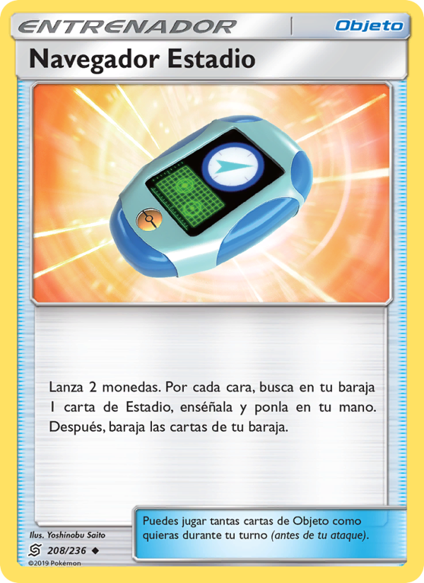 Navegador Estadio 208 — Unified Minds (Spanish Pokémon TCG card)