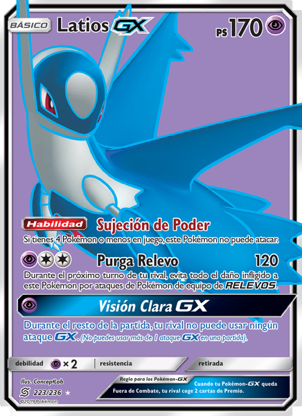 Latios GX 223 — Unified Minds (Spanish Pokémon TCG card)
