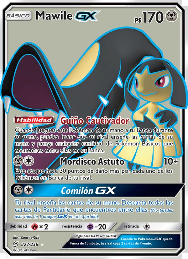 Mawile GX 227 — Unified Minds (Spanish Pokémon TCG card)