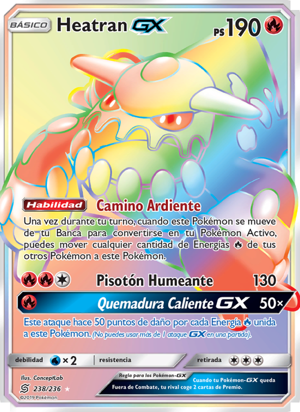 Heatran GX 238 — Unified Minds (Spanish Pokémon TCG card)