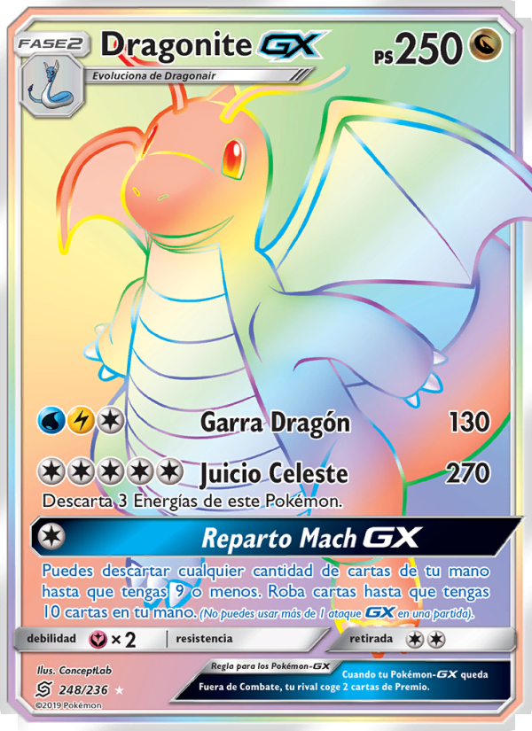 Dragonite GX 248 — Unified Minds (Spanish Pokémon TCG card)