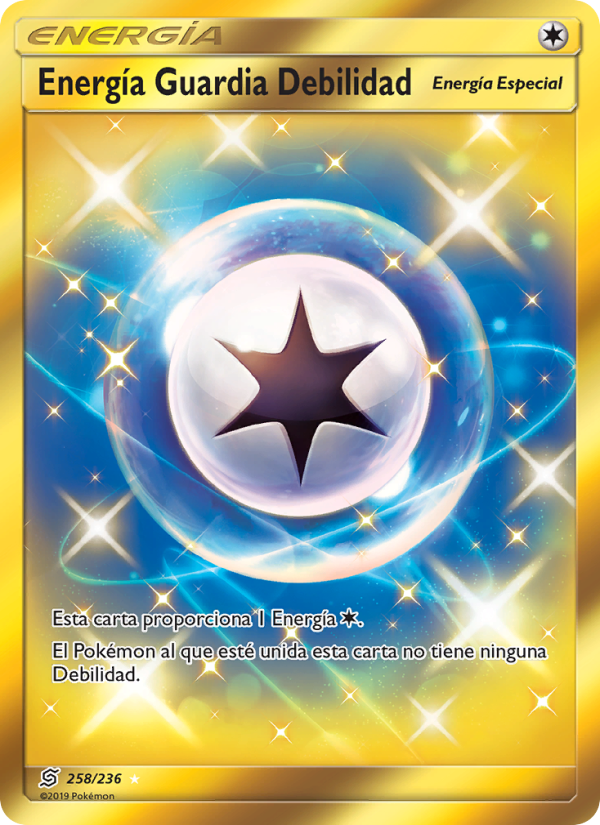 Energía Guardia Debilidad 258 — Unified Minds (Spanish Pokémon TCG card)